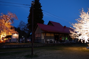 日中線記念館 桜ライトアップ